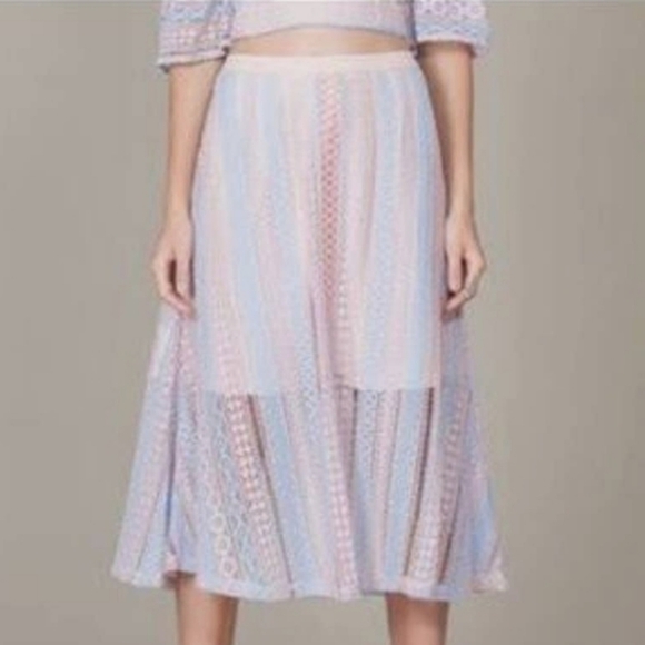 Foxiedox Blue and Pink Crochet Boho Fairycore Regencycore Lace Skirt Size S - Picture 1 of 7